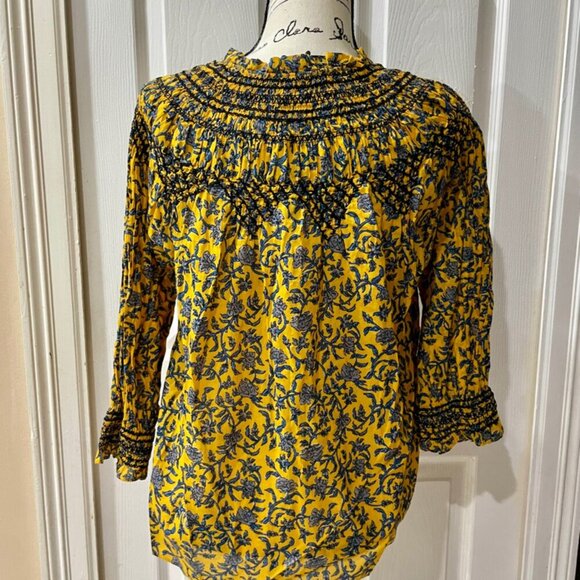 ZARA BLOUSE RUFFLE KEY HOLE NECK PUFF SLEEVES TUCKEBLE SZ S FLORAL BOHO CHIC - Picture 13 of 16